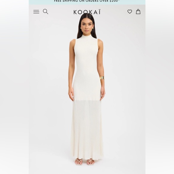 Kookai Cream Ribbed Maxi Dress - Picture 1 of 5